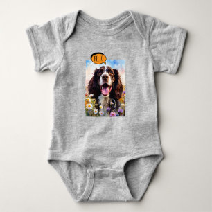 Joyful Springer Spaniel  in Watercolor Baby Bodysuit