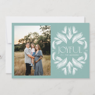 Joyful Spruce Frame Teal Holiday Card