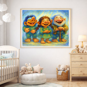 Joyful Storybook Friends Whimsical Children’s Wall Photo Print