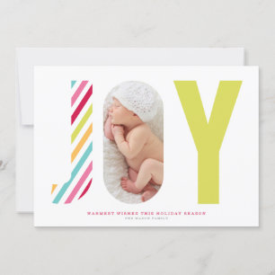 Joyful Stripes   Bright Green Holiday Card
