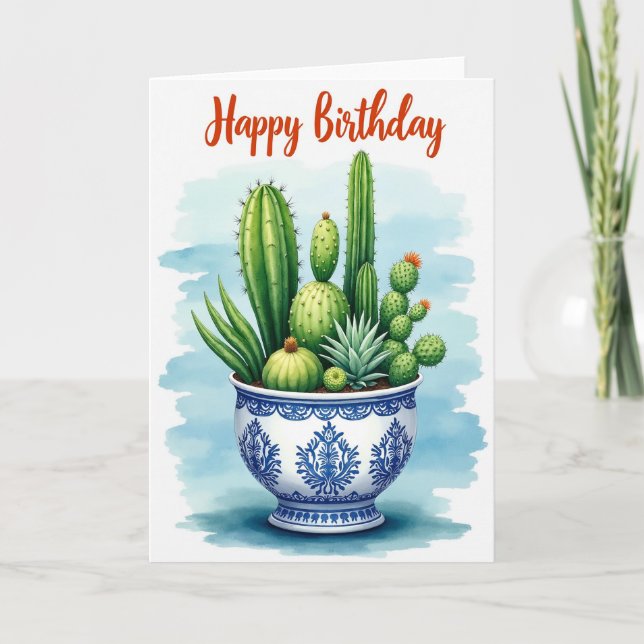 Joyful Succulent Birthday Card (Front)