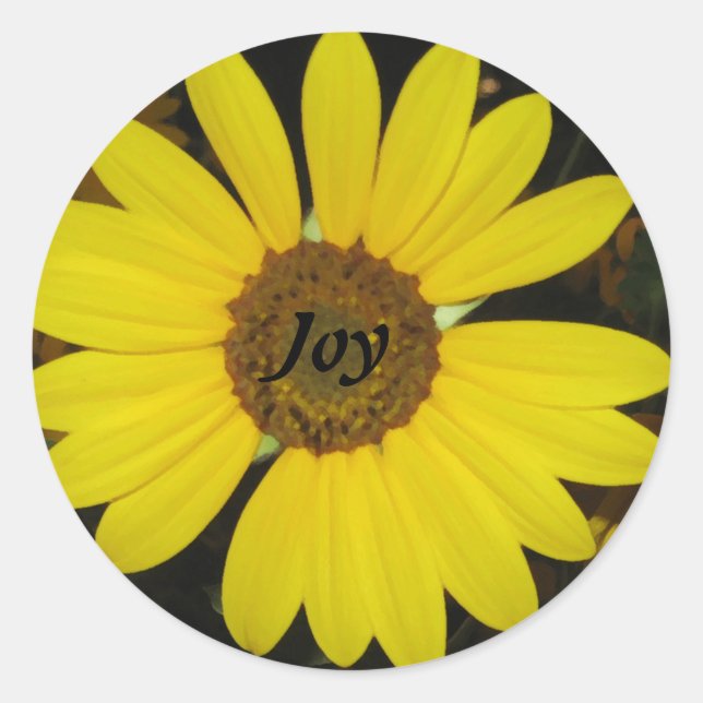 Joyful Sunflower Classic Round Sticker (Front)