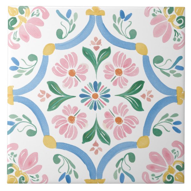 Joyful Sunny Floral Cottage Tile (Front)