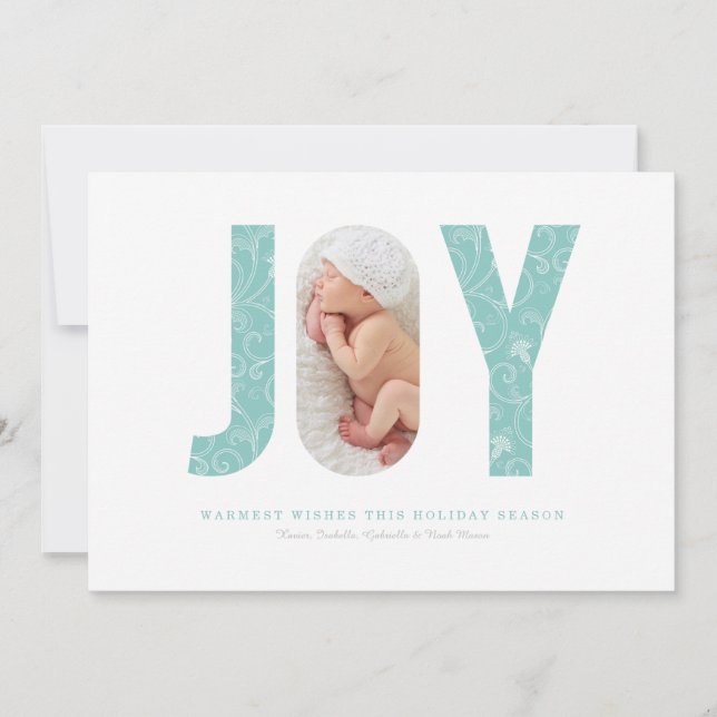 Joyful Swirls | Light Blue Holiday Card (Front)