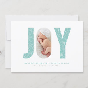 Joyful Swirls   Light Blue Holiday Card