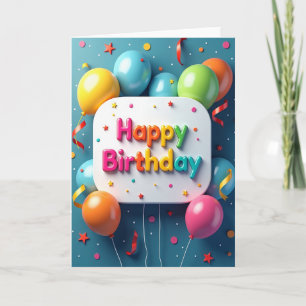 Joyful Teal Birthday Scene Card
