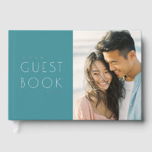 Joyful Teal Contemporary Photo Guest Book