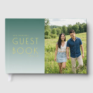 Joyful Teal Modern Photo Guest Book