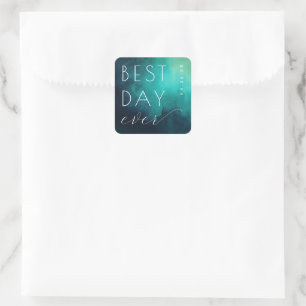 Joyful Teal Watercolor Celebration Square Sticker
