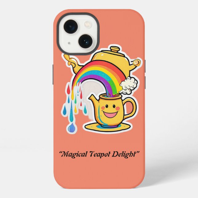 “Joyful Teapot Rainbow Delight” iPhone Case (Back)