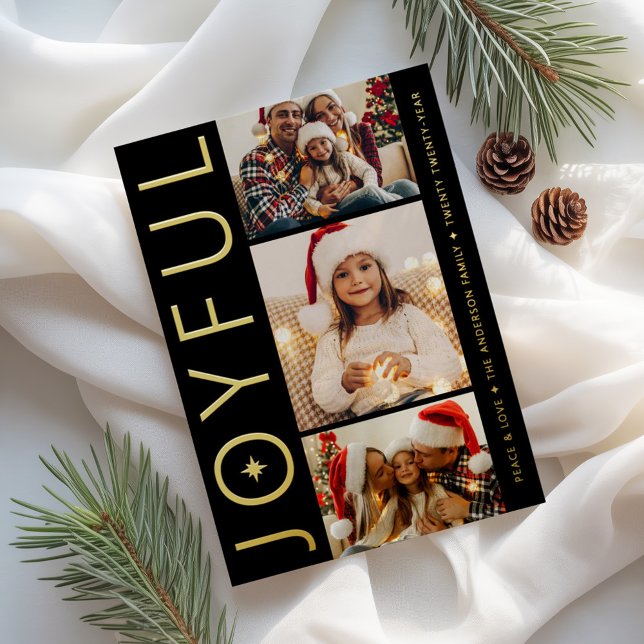 Joyful Three Photo Black with Gold (Creator Uploaded)