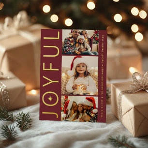 Joyful Three Photo Merlot Red Gold