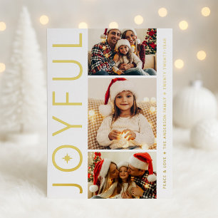 Joyful Three Photo White with Gold