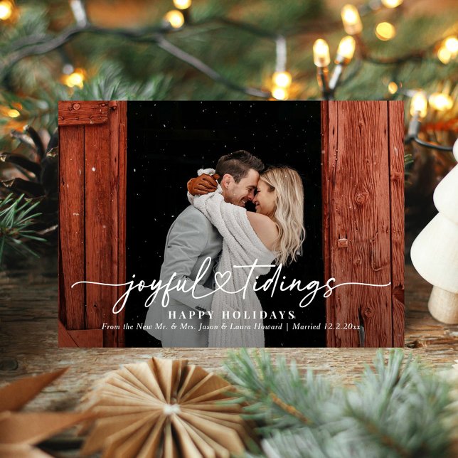 Joyful Tidings Newlyweds Holiday Photo Card (Creator Uploaded)