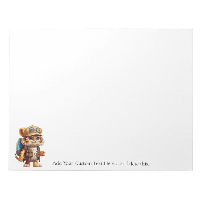 Joyful Tiger Cub with Backpack and coffee Notepad (Front)
