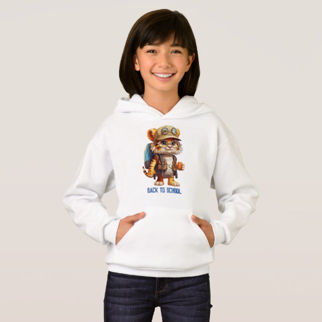 Joyful Tiger Cub with Backpack and drinking (Front Full)