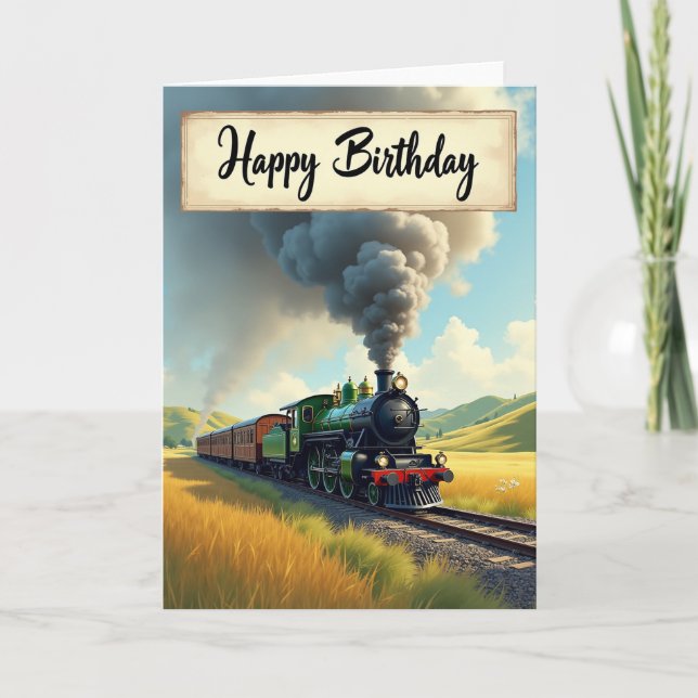 Joyful Train Birthday Card (Front)