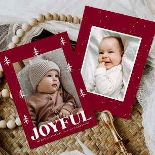 Joyful Trees Burgundy 2 Photo Holiday Card