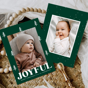 Joyful Trees Green 2 Photo Holiday Card