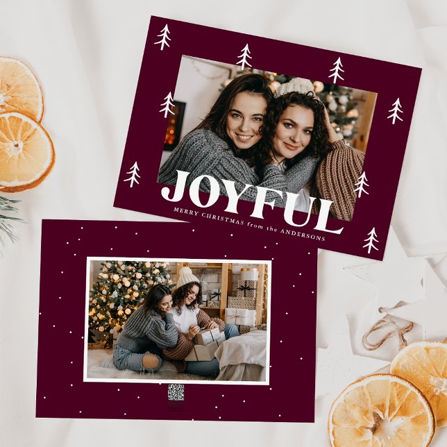 Joyful Trees Merlot 2 Photo Holiday Card (Creator Uploaded)