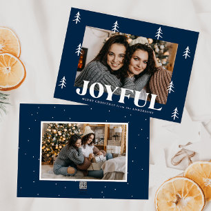 Joyful Trees Navy 2 Photo Holiday Card