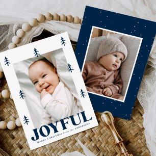 Joyful Trees Navy 2 Photo Holiday Card