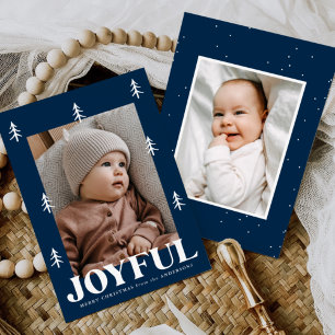 Joyful Trees Navy 2 Photo Holiday Card
