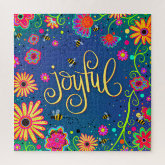 Joyful Trendy Floral Inspirivity Jigsaw Puzzle