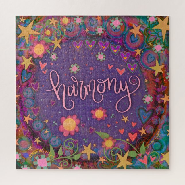  Joyful Trendy Harmony Heart Floral Inspirivity  Jigsaw Puzzle (Vertical)