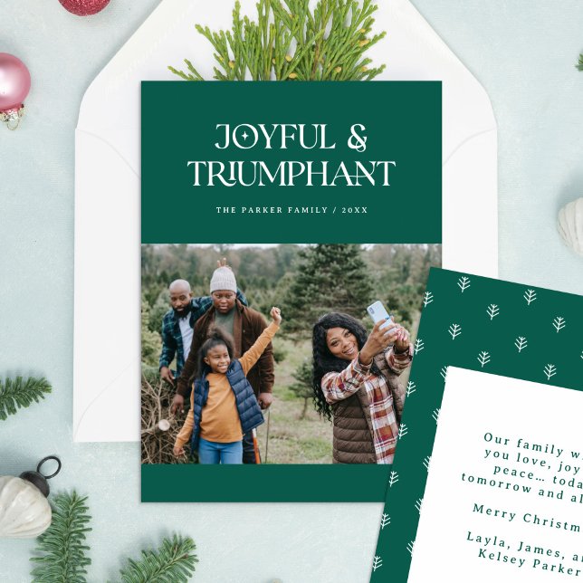 Joyful & Triumphant Religious Christmas Photo Holiday Card (Joyful and Triumphant - Religious Christmas photo card)