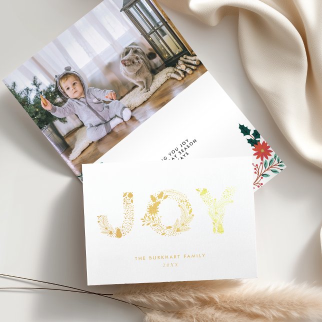 Joyful Type | Christmas Photo Gold Foil Card (Creator Uploaded)