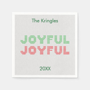Joyful Typography Christmas Sweater Napkin