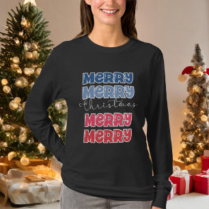 Joyful Typography Merry Merry Christmas  T-Shirt