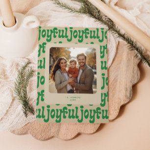 Joyful Typography Pattern Photo Holiday Card