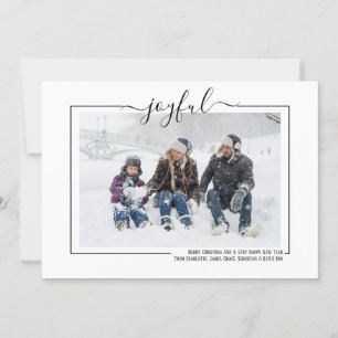 Joyful Typography Photo Personalised Christmas Holiday Card