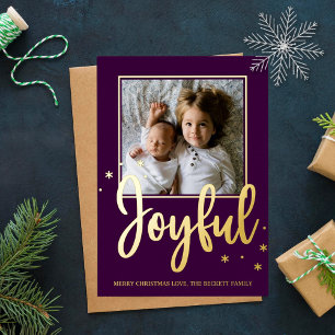 Joyful Typography Script Modern Photo Christmas