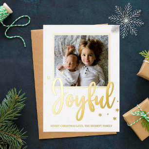 Joyful Typography Script Modern Photo Christmas