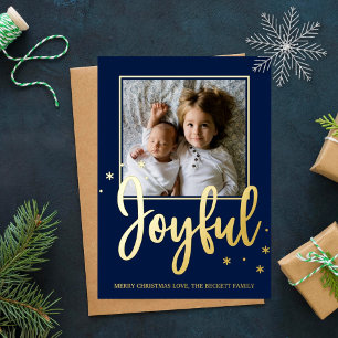 Joyful Typography Script Modern Photo Christmas