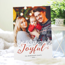 Joyful Typography Snowflakes Christmas Photo