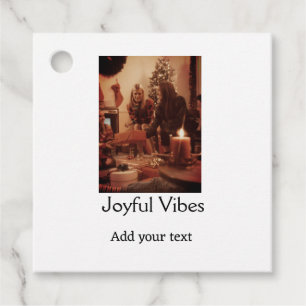 Joyful Vibes add family Christmas photo name simpl Favour Tags