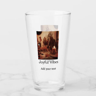 Joyful Vibes add family Christmas photo name simpl Glass