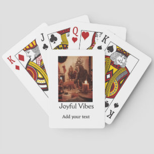 Joyful Vibes add family Christmas photo name simpl Playing Cards