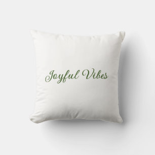Joyful vibes christmas green holiday family name cushion