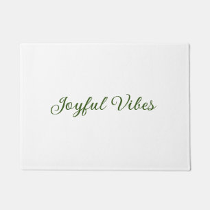 Joyful vibes christmas green holiday family name doormat