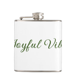Joyful vibes christmas green holiday family name hip flask