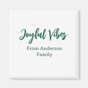 Joyful vibes christmas green holiday family name magnet