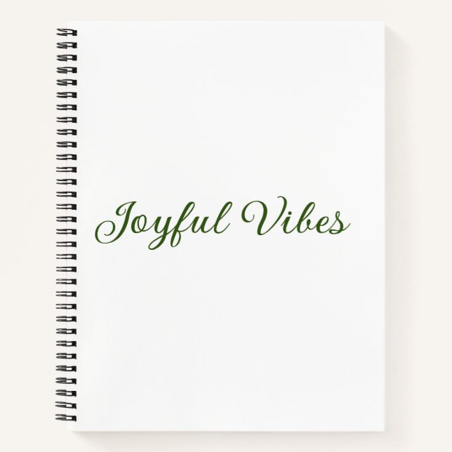 Joyful vibes christmas green holiday family name notebook (Front)