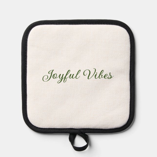 Joyful vibes christmas green holiday family name pot holder (Front)