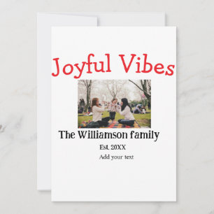 Joyful vibes Christmas holidays family photo gifts Invitation