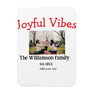Joyful vibes Christmas holidays family photo gifts Magnet